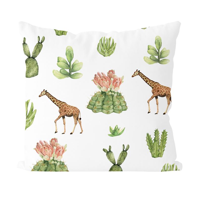 New Summer Green Small Fresh Plant Giraffe Pillowcase Home Sofa Pillowcase