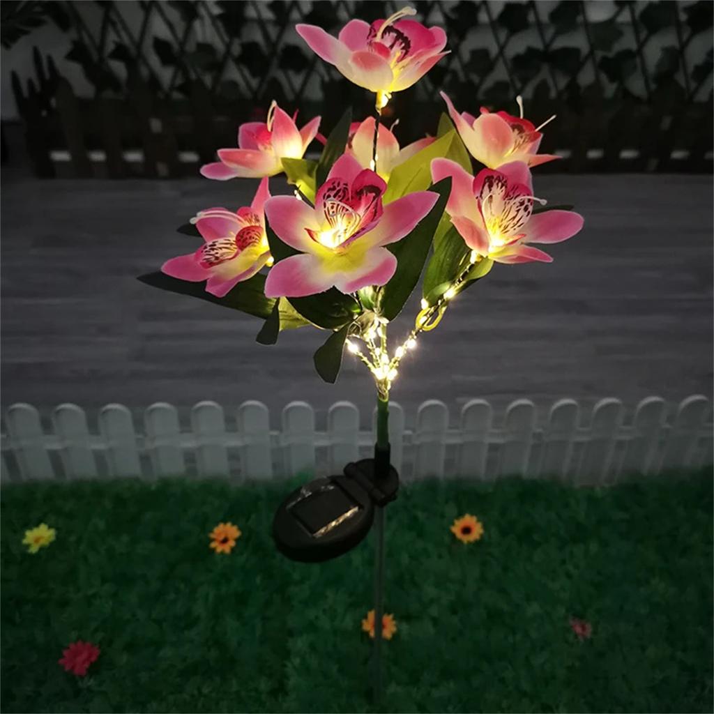 Outdoor Solar Orchid Lights LED landscape Lamp Waterproof Lawn Lamp for Villa Aisle Corridor Garden Holiday Christmas Decoration
