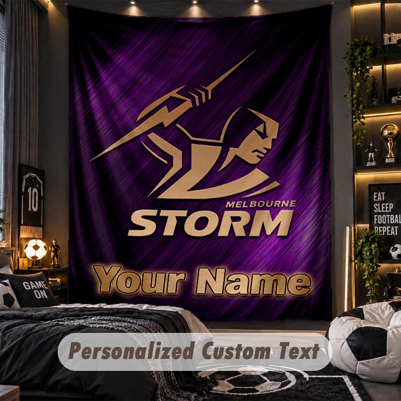 TapestryMelbourne Storm Custom Name Text Personalized Wall Hanging Tapestry Home Wall Decor