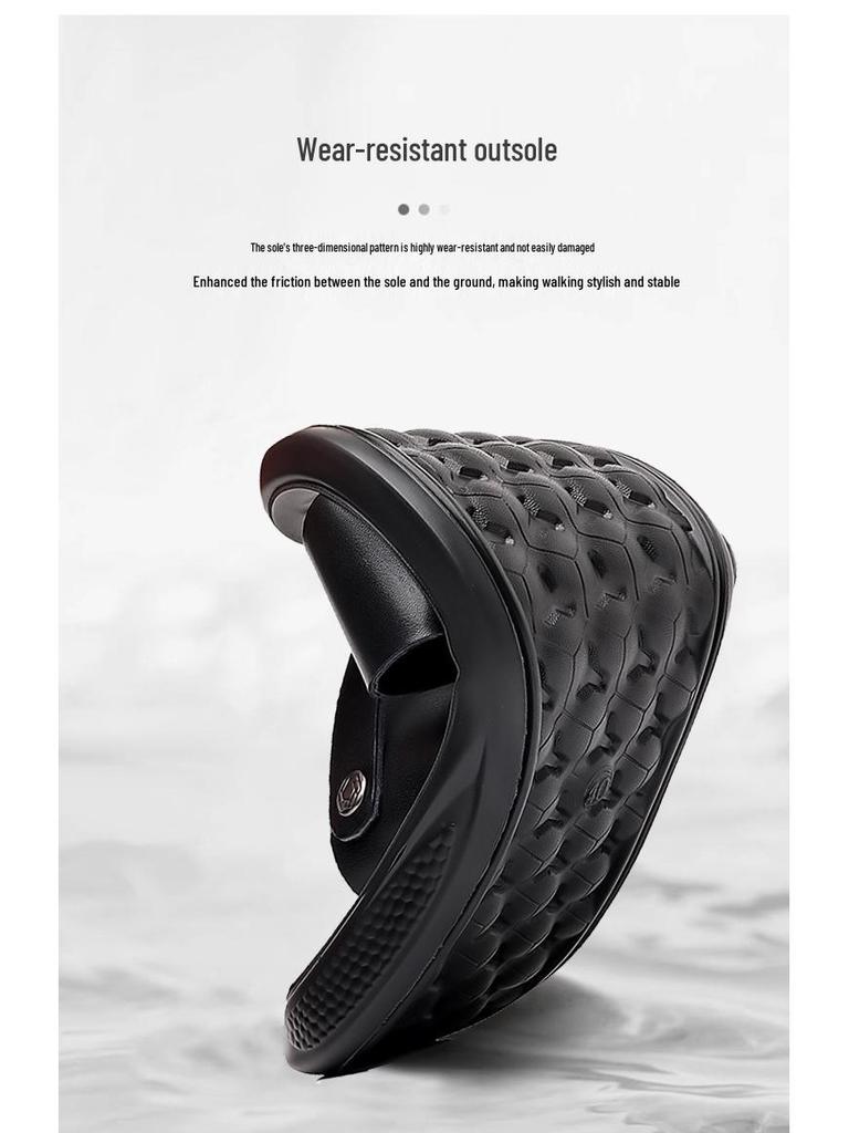 2025 Men's Genuine Leather Sandals: Beach & Casual Non-Slip Soft Sole Dual-Use Summer Shoes