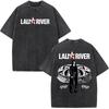 Singer Lali River Tour  Print Vintage Washed Tshirt Unisex Women Fashion Tshirts Summer Loose Casual Harajuku Cotton Tshirts