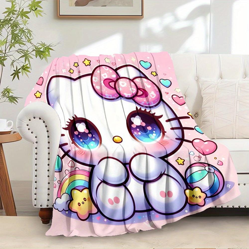 1pc Hello Kitty Rainbow Hearts Home Decor Blanket - Seasonal universal cozy washable gift for all ages, for all families, available in multi 130x150cm