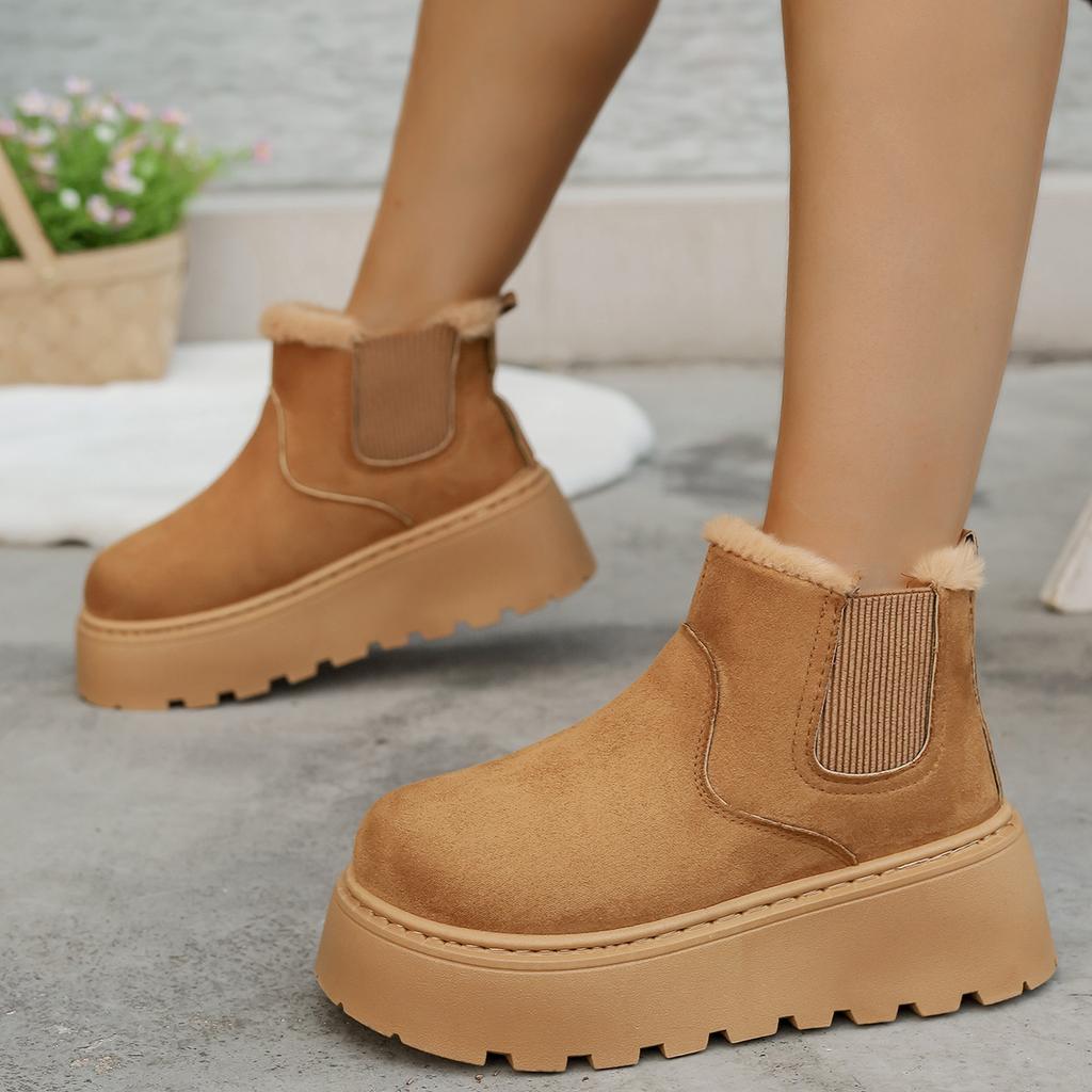 Fashion 2024 Winter Women Short Plush Warm Snow Boots Casual New Fur Chelsea Ankle Boots Flats Platform Comfortable Ladies Shoes Women
