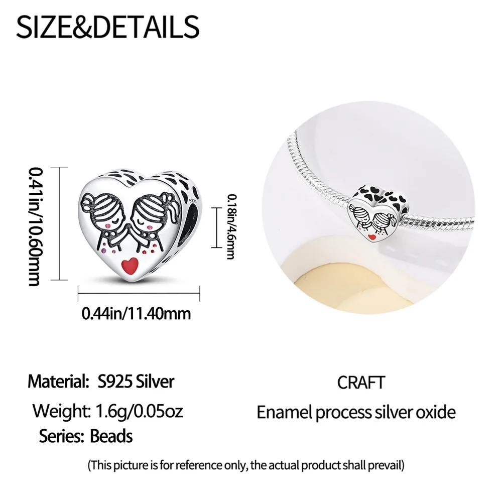 Original Charms Copper Sisterly Love Heart Series Beads Fit Bracelet Women Jewelry Making Diy Gift
