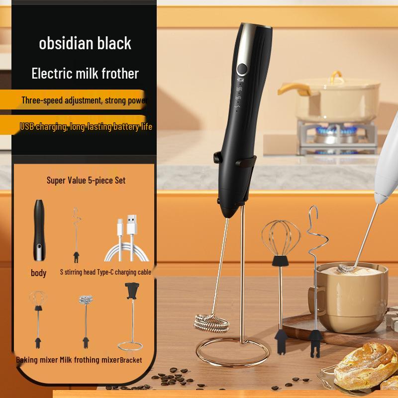 Stylish Electric Handheld Milk Frother & Mixer for Coffee and Eggs