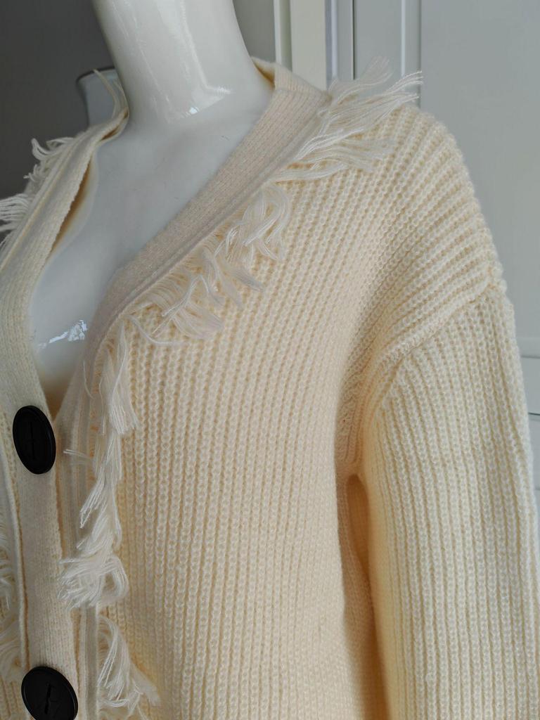 Europäischer & Amerikanischer Stil Quaste Einfarbig Damen Langer Cardigan - Herbst/Winter Langärmlige Strickware