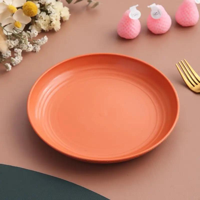 Round Salad Dessert Dinner Plate Stackable Unbreakable BPA Free Assorted Dish Microwave Safe Fruit Plate for Dining Room