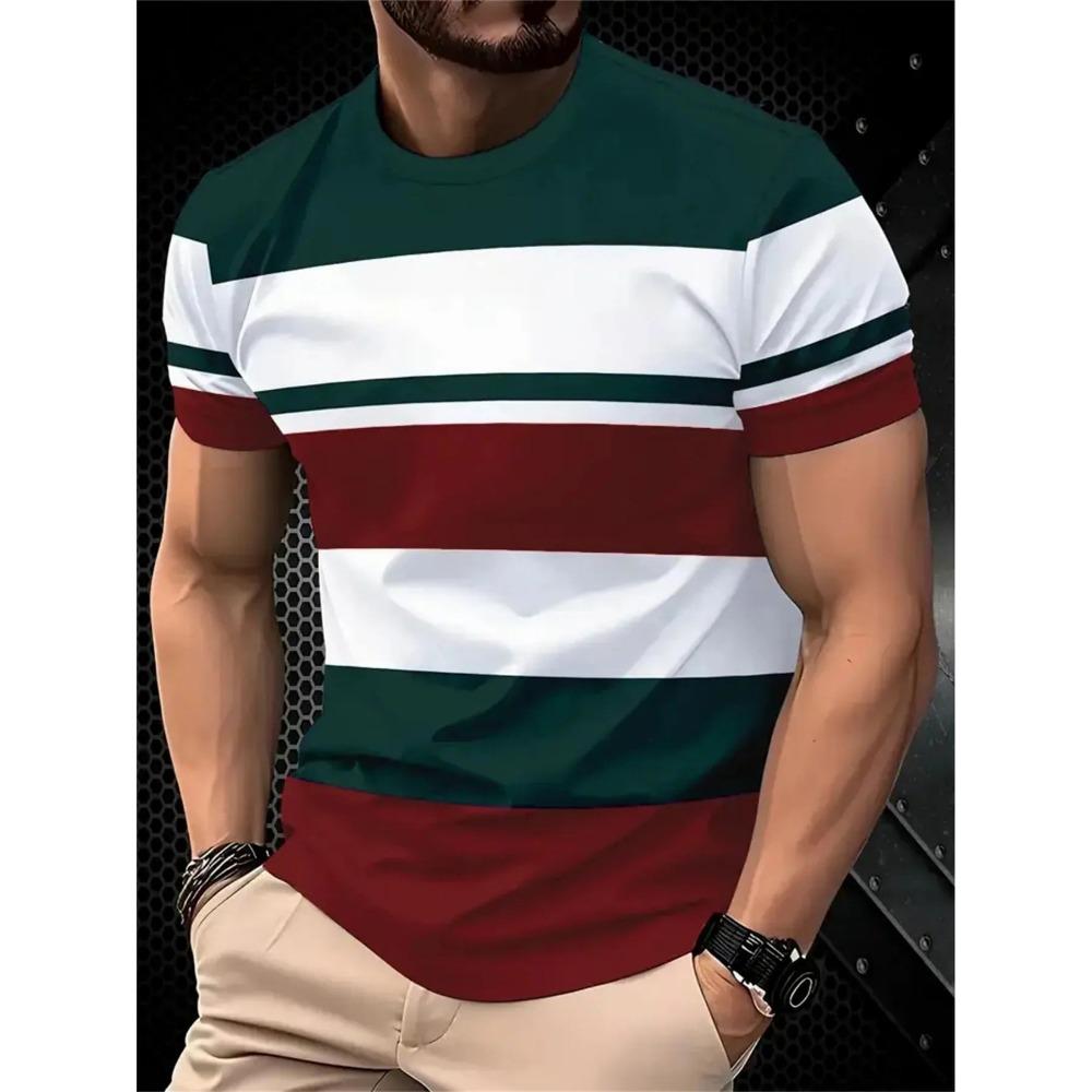 Huiteng Het klassieke ontwerp van kleurrijke strepen en de modieuze stijl van heren T-shirts met korte mouwen in verschillende kleuren 2XL