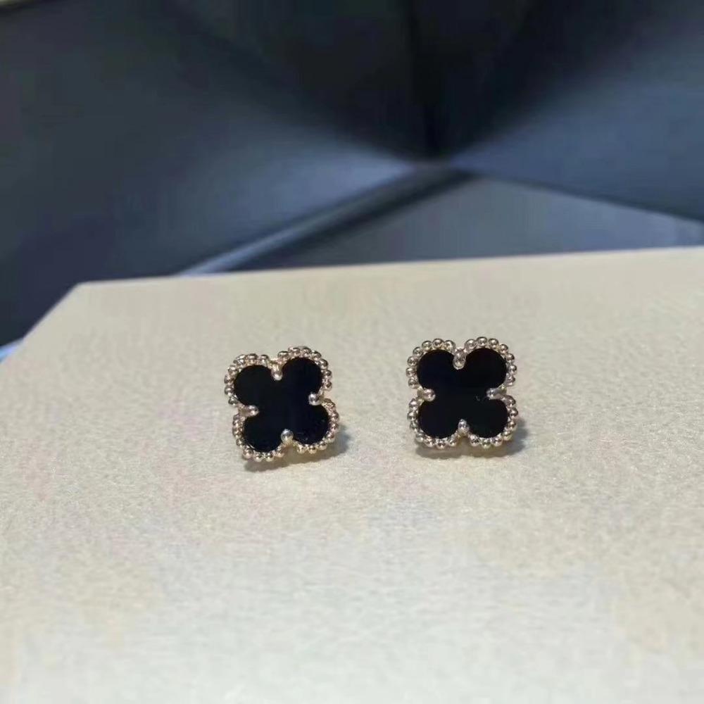 9mm Four-leaf Clover Mini Earrings Red Black Agate White Shell New Arrival Ladies Earrings