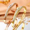 European Hot-Selling Elegant Diamond Titanium Steel Women's Bangle with Meander Pattern