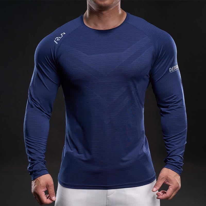 New Spring Long-sleeved T-shirt Men's Casual Sports Base Shirt Men's Youth Quick-dry Men's T-shirt