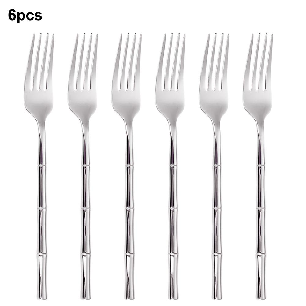 6/24/30Pcs Stainless Steel 304 Cutlery Set Sliver Tableware Western Bamboo Shaped Handle Dinner Set Knife Fork Spoon Sliverware
