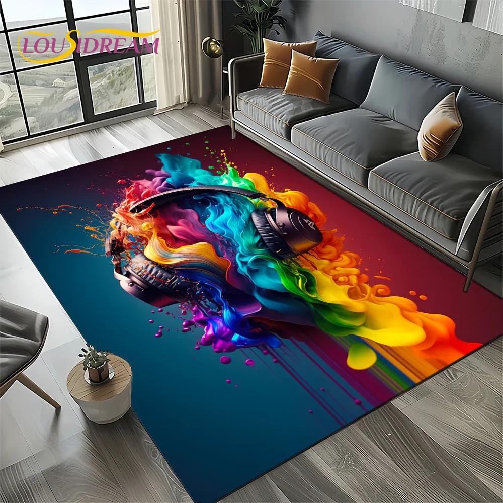 Dream Note Music Colorful Musical Score Cartoon Carpet Rug for Living Room Bedroom Home Sofa Decoration,Kid Non-slip Floor Mat