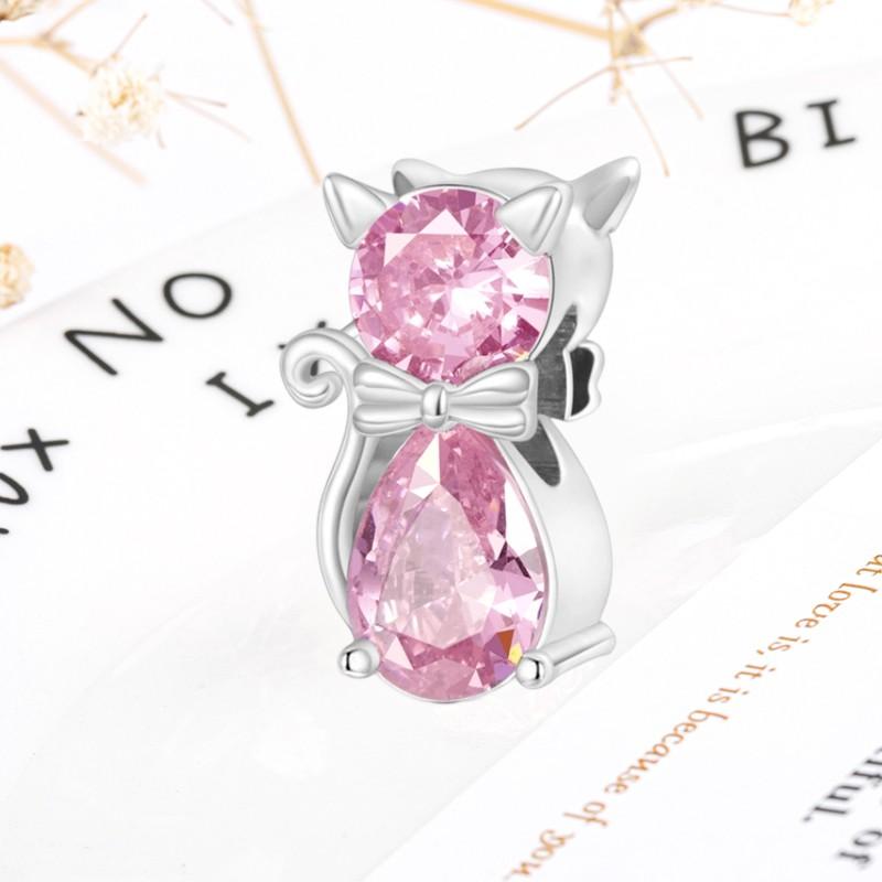 DIY Sparkling Paw Print Charm Beads for Pet Cat Dog Bracelets Jewelry Gifts Accessories