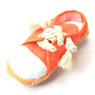 Pet Shoes Toy Teething Cleaning Chewer Simulated Canvas Durable Dog Cat Relief Supplies Orange