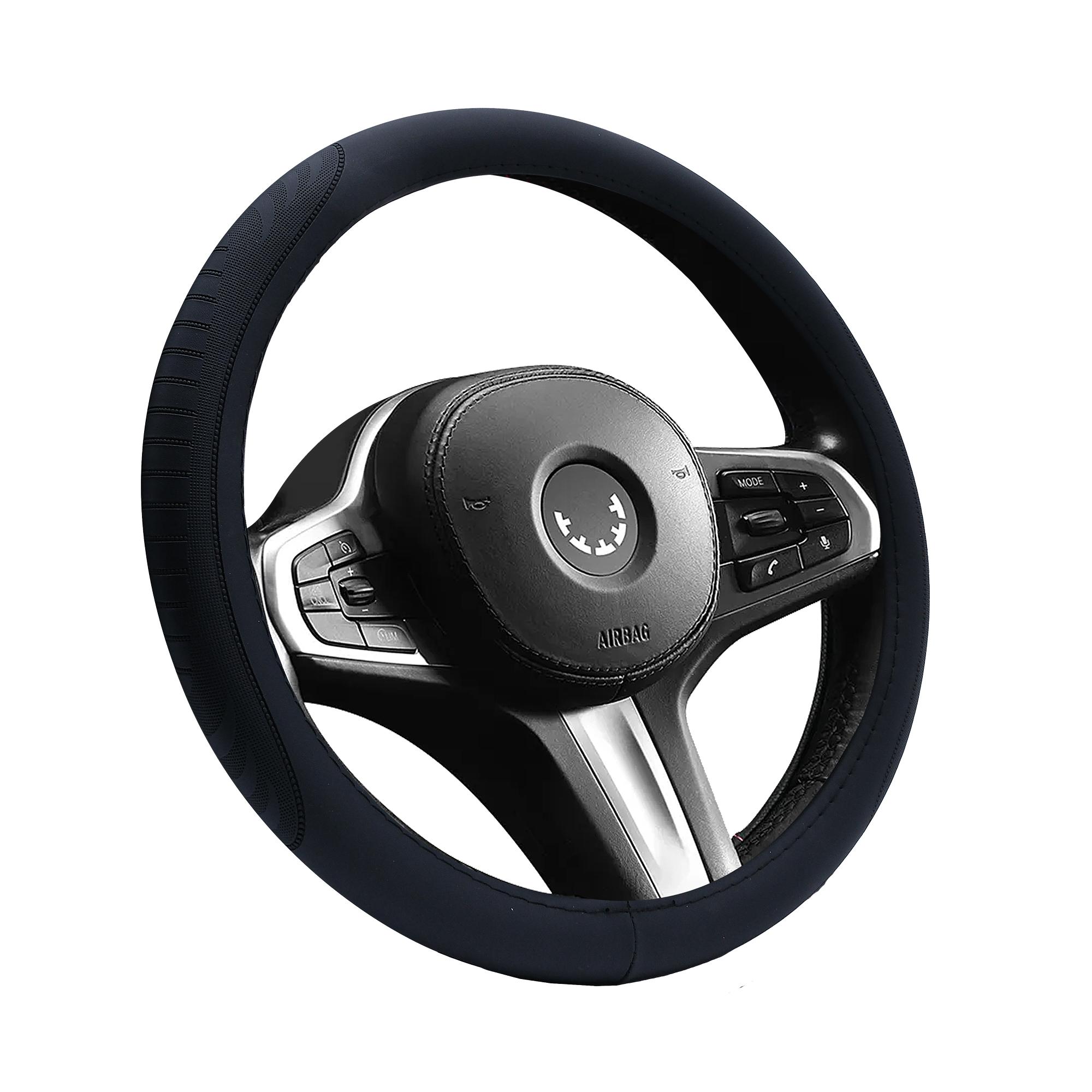 

Patterned and Color-Accented Synthetic Leather Slip-On Steering Wheel Cover