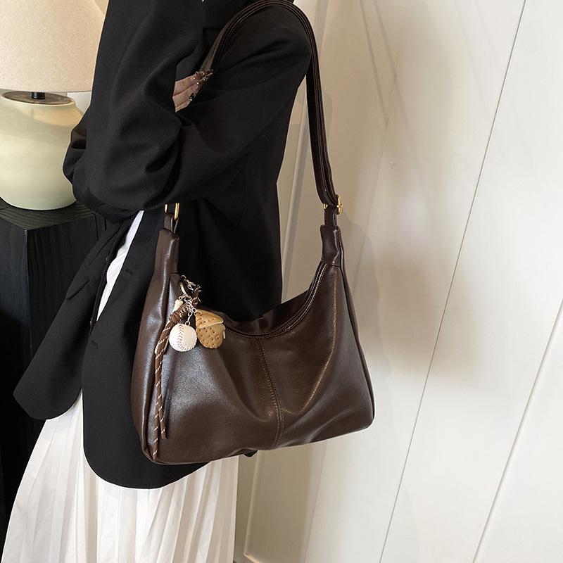 

Women S Fashion Contrasting Colors Large-Capacity Student Shoulder Tote Bag Retro High-End Work Commuter Bag No Pendant темно-коричневого