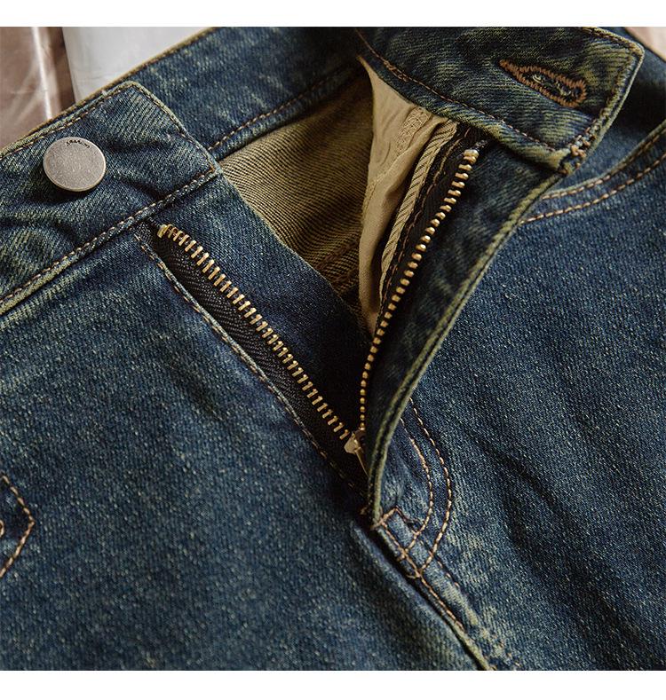 Women's High Waist Frayed Denim A-line Skirt - Retro Slimming, Flaw-Covering Design for Spring & Autumn 2026