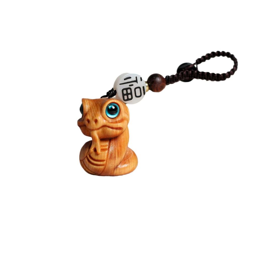 Snake Zodiac Decoration Wooden Cute Snake 2025 Zodiac Ornament Snake Auspicious Good Luck Bringing Rich Fortune Bag Charm Snake Zodiac Ornament