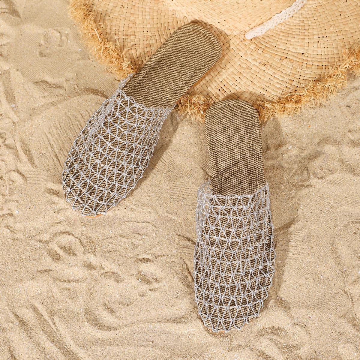 Spring 2026 Women s Breathable Mesh Woven Half Slippers - Casual and Stylish 40