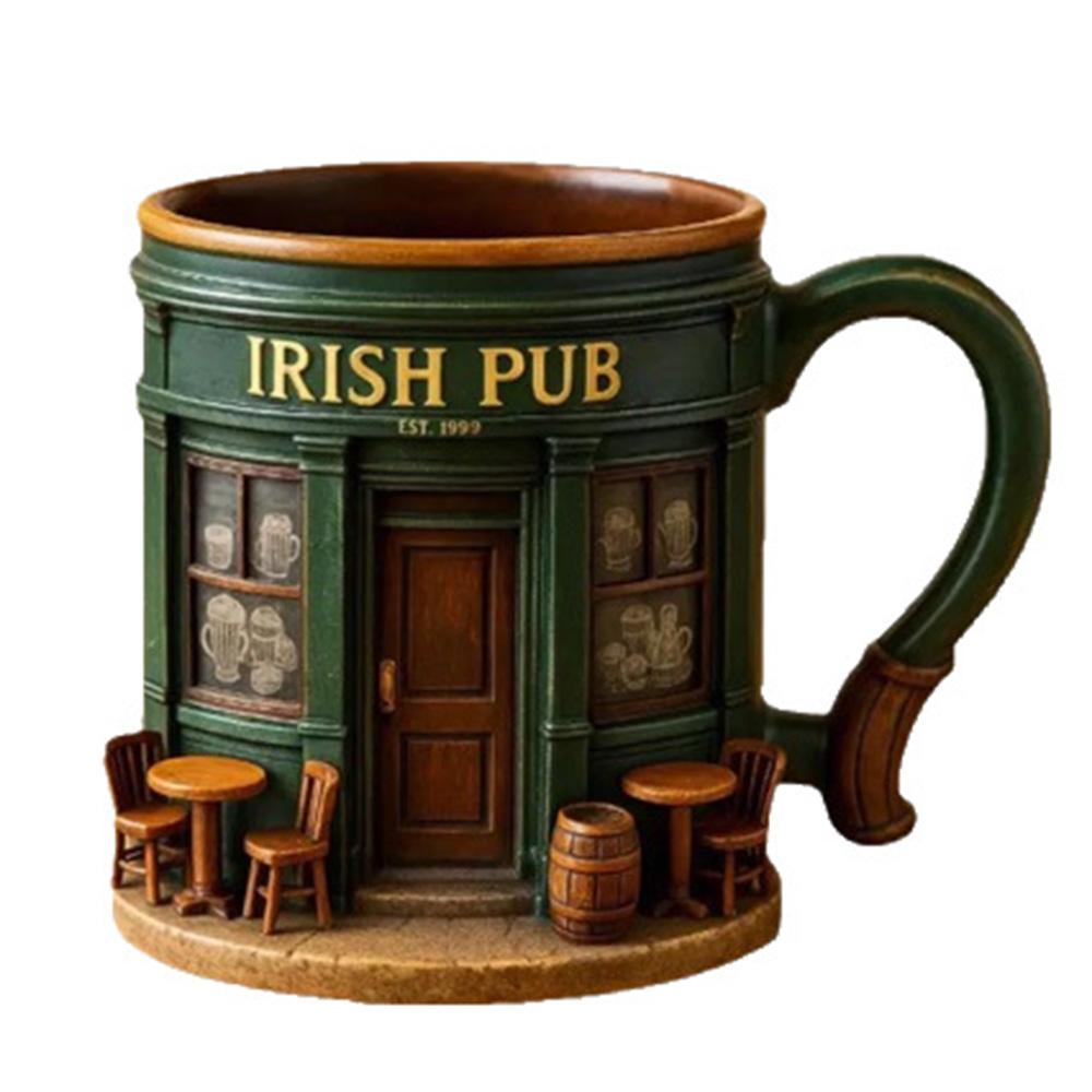 

330ml Irish Pub Drinkware 3D Coffee Mug Breakfast Cup for Tea Coffee Beer Juice Resin Drinkware for Men Women Family Friends 300ml зелёный