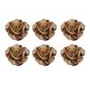 6Pcs Cabinet Knob Rose Flower Shape Delicate Ceramic Knob for Dresser Drawer Leopard White