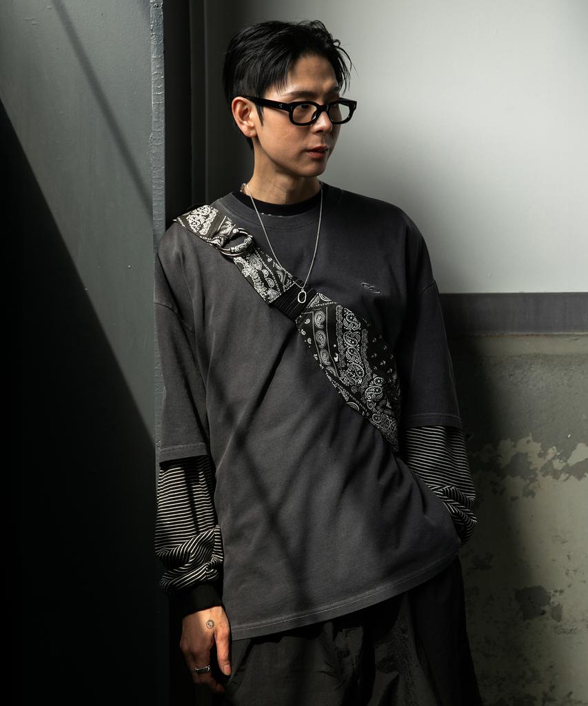 BURNING CAPONE Bc Pigment Symbol Embroidery Short Sleeve T-Shirt (Charcoal)