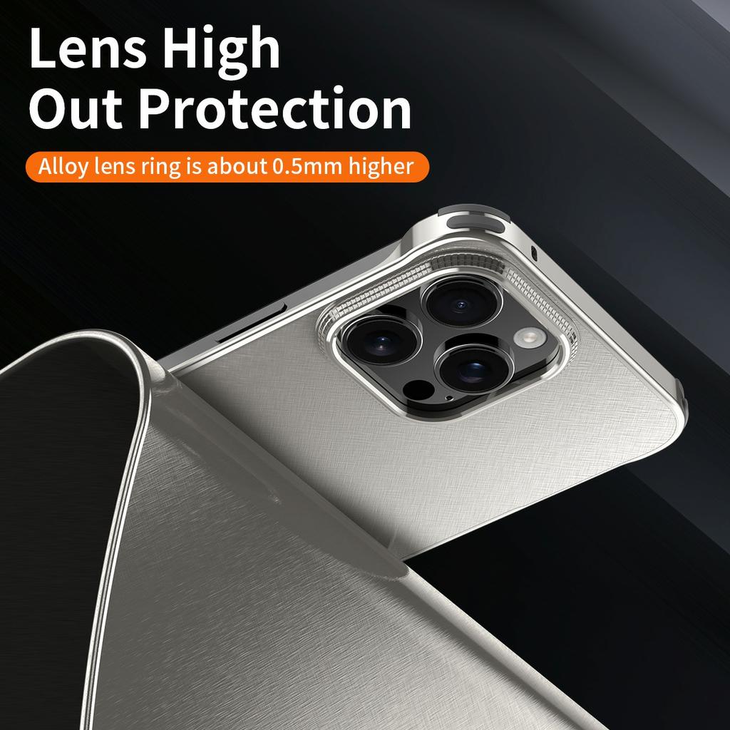 For iPhone 16 Pro Max Case PC+Silicone+Alloy Matte Phone Cover