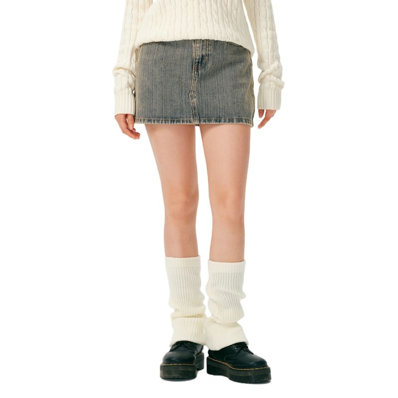 

Yescci Retro Denim Water Blue Short Skirt Retro Blue M