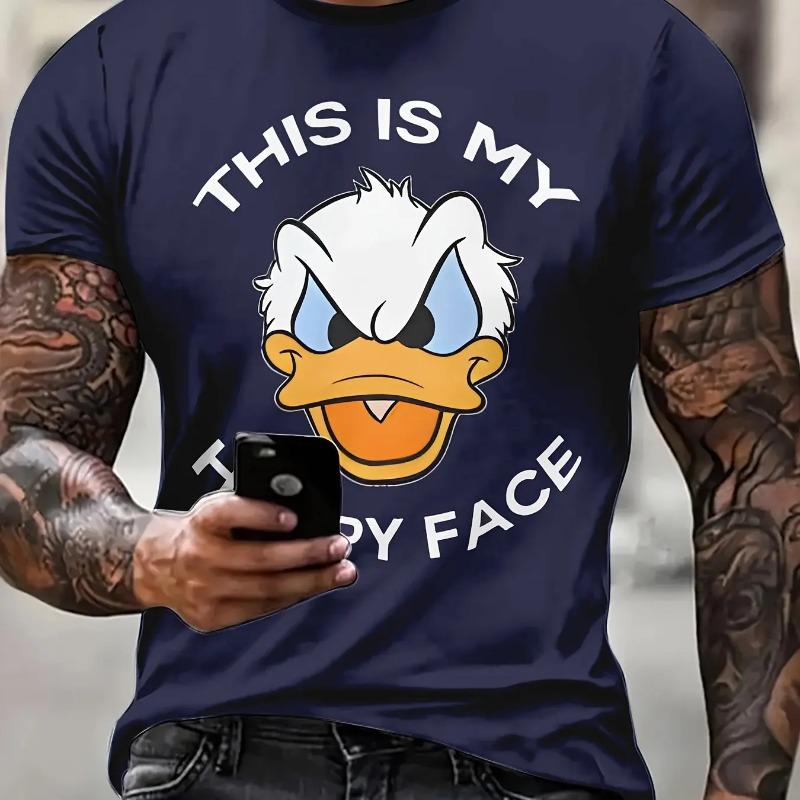 Men's Summer 100% Cotton Fashion Sports Leisure Loose Paradise Letter Pattern Printed Round Neck Short Sleeve T-shirt Top