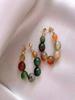 Vintage New Chinese Style Colorful Beaded Earrings, 2023 New Unique High-End Elegant Ear Clips (Note: Bead Colors Are Random)