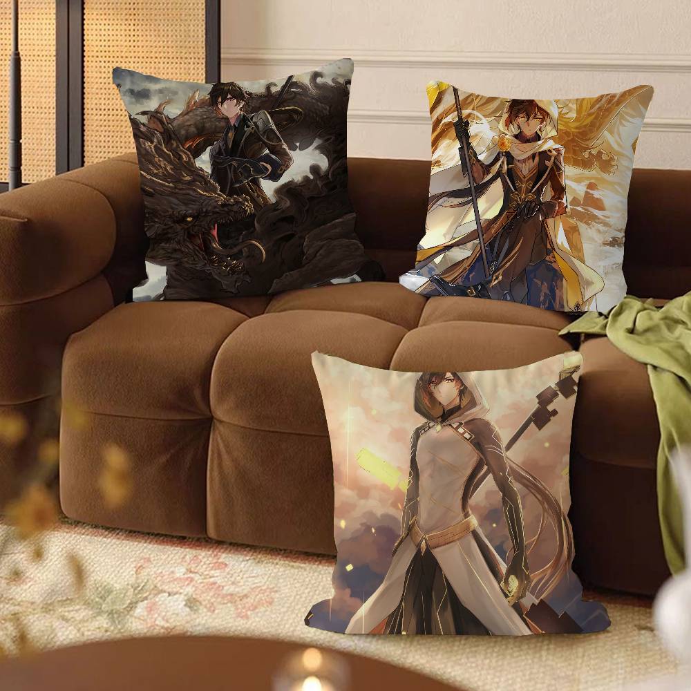 Zhongli Cartoon Cushion Cover Car Throw Pillow Case For Sofa Car Christmas Gift 40x40cm 45x45cm