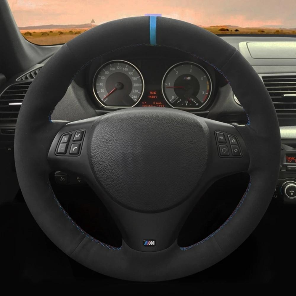 Ized Car Steering Wheel Cover Black Suede Steering Wheel Braid For BMW M Sport M3 E90 E91 E92 E93 E87 E81 E82 E88 X1 E84