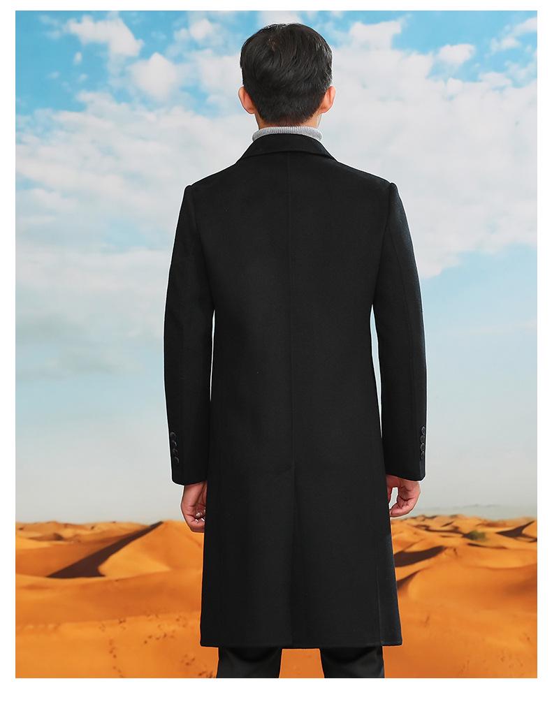 Men’s Double-Breasted Wool Trench Coat - Long Over-the-Knee Suit Collar for Autumn and Winter