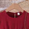 2025 Summer Girls' Solid Color Stripe Ruffle Dress with Belt