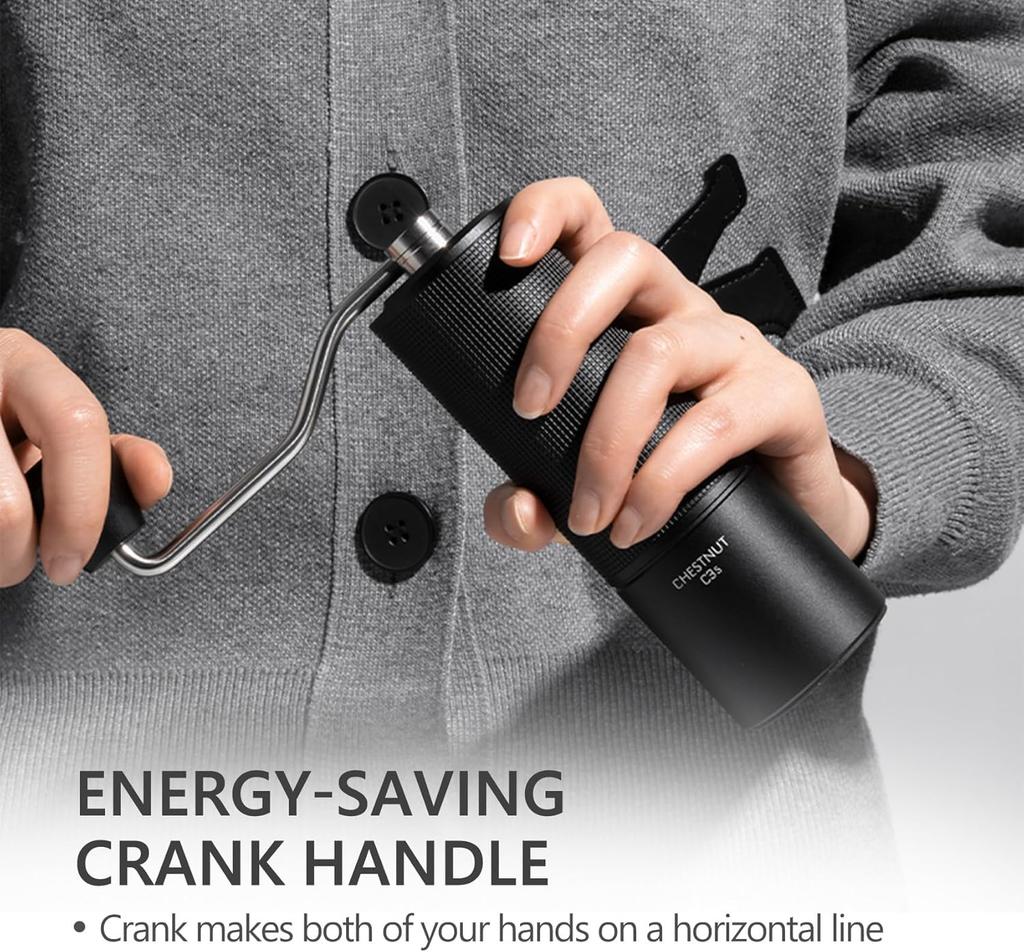 TIMEMORE C3S Manual Coffee 36 Adjustable Coarseness Easy To Stainless Green Grinder, Levels, Lightweight, Portable, Clean, Steel, (Brush Included)