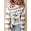 American Shiying Loose Easiest for Match Round Neck Knitwear Women 2025 Winter New Arrival Stripes Color Drop Shoulder Sweater