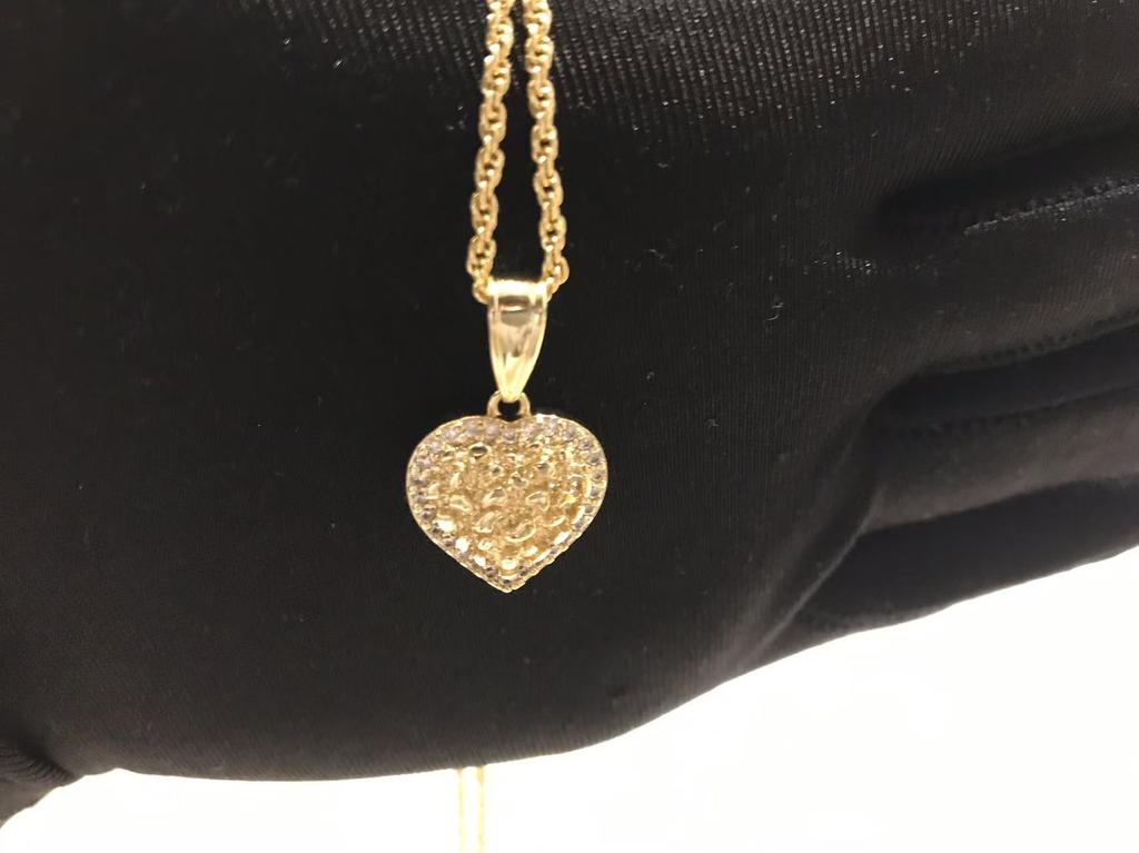 Hip Hop Unique Design Gold Nugget Diamond Cut Heart Shaped Charm Pendant Necklace for Women/Men Jewelry