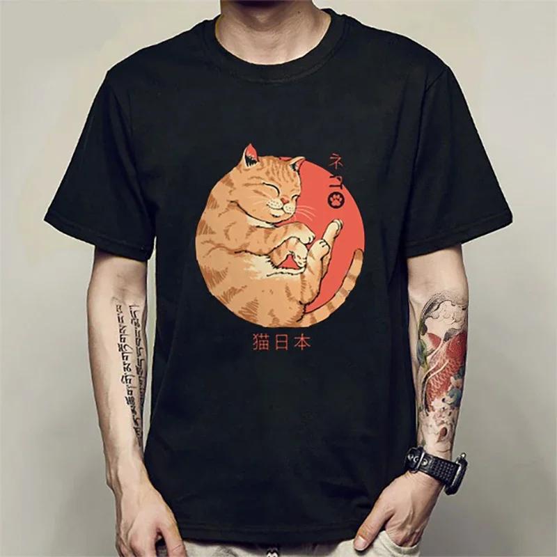 Neues Sommer-Mode-T-Shirt Kawaii Harajuku Anime Katze T-Shirt Herren O-Ausschnitt Kurzarm-T-Shirt Japanisches Sommer-Kurzarm-T-Shirt