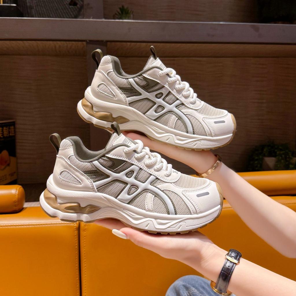 Atmungsaktive Dad-Schuhe mit Farbkontrast für Damen, 2025 neu, Retro, vielseitig, höhenverstärkend und schlankmachend, lässige Sportschuhe