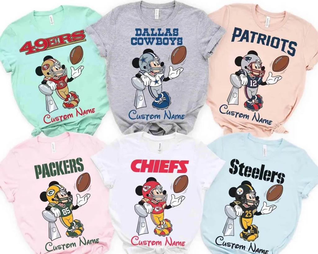 Personalized Disney Mickey Mouse Costume Shirt, All Teams Available Football Matching Shirts, Custom Football Team, Disney Football Tee