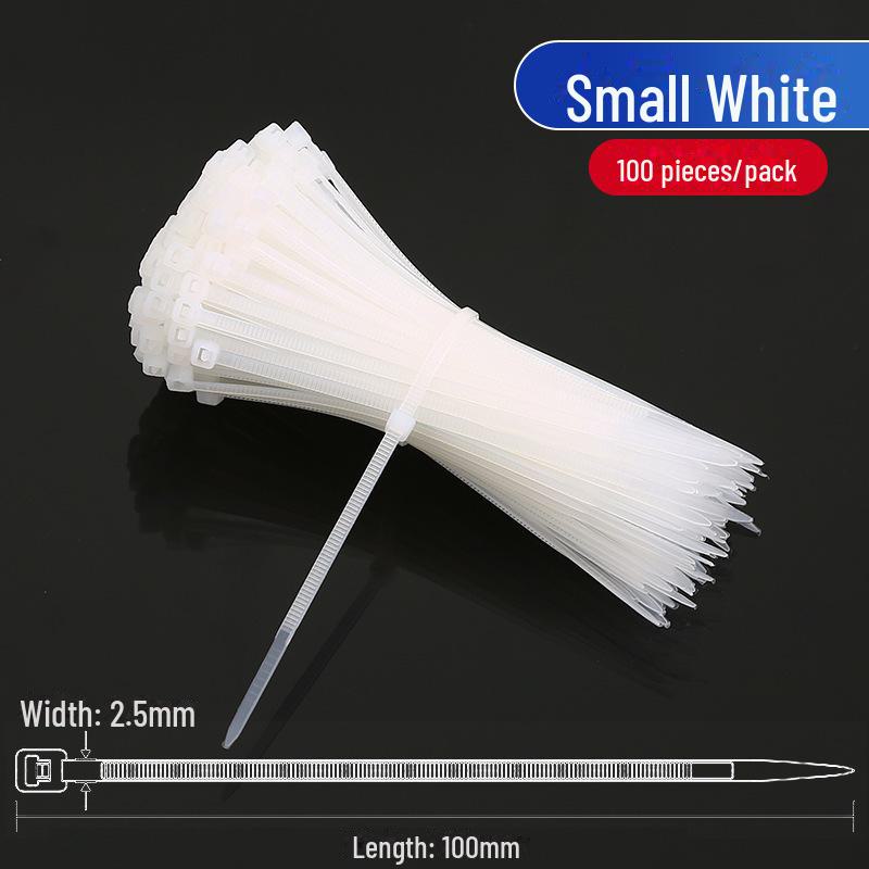 White Nylon Self-Locking Cable Ties - Strong, Durable Wire Fasteners