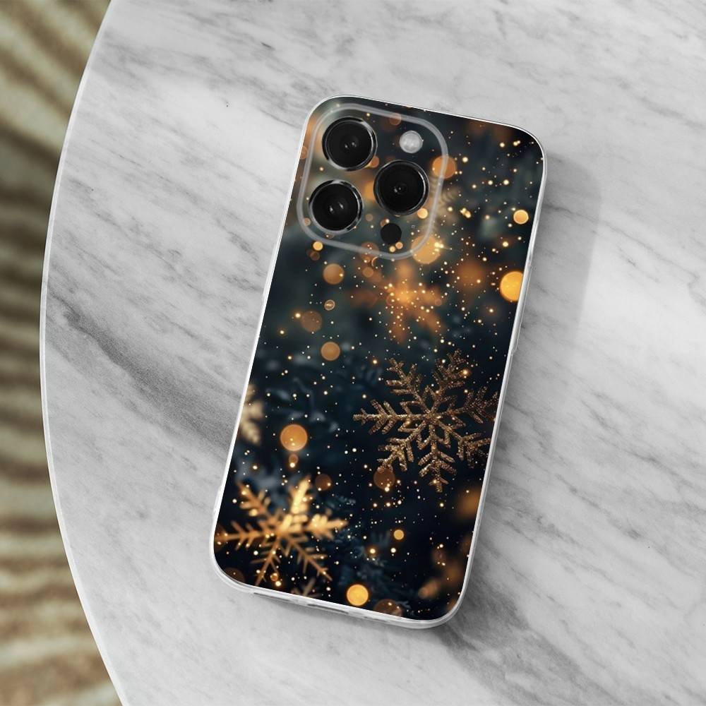 Snowflakes Art Christmas Case For iPhone 15,11,12,13,16,14,17,Pro,Max,Plus,SE,Mini,X,XS,XR, Transparent Soft Silicone