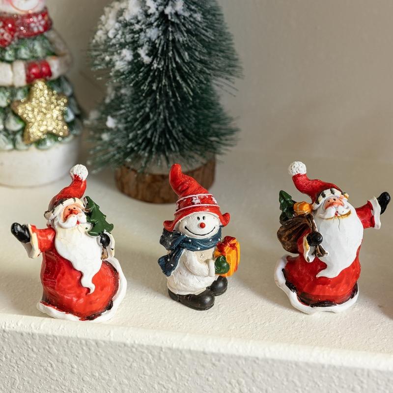Christmas Figurine Figure Decors Resin Santa Clauses Statue Christmas Decorative Figurines Table Centerpiece for Holiday