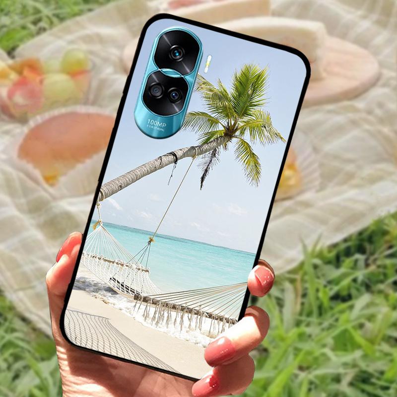For Honor 90 Lite Case Honor90 Pro Silicone Painted Soft Black Cover for Huawei Honor 90 Pro Phone Shell 90Lite 5G Funda Coque