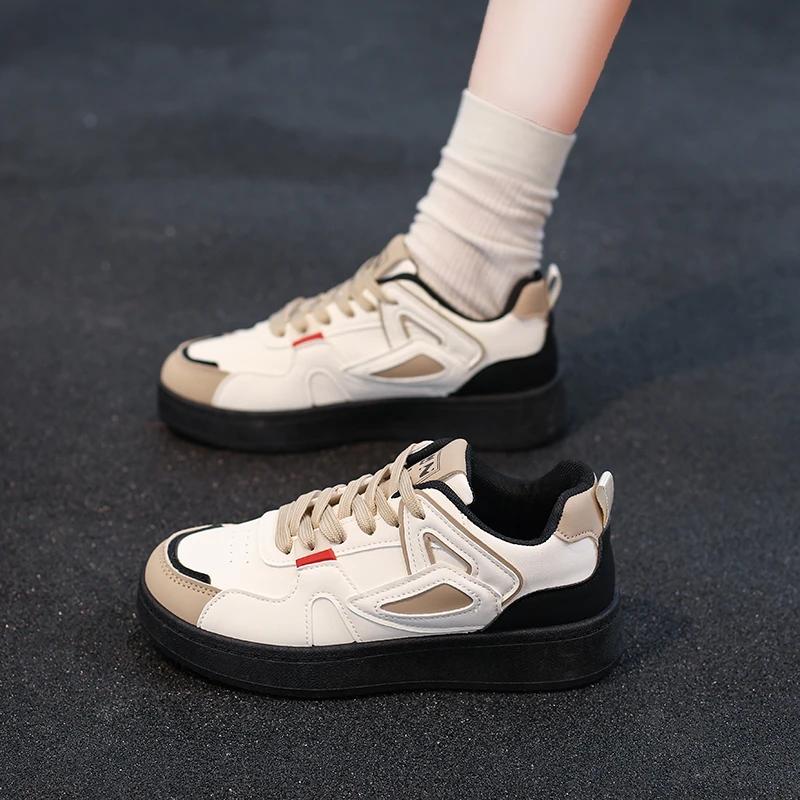 Fashion New Round Toe Breathable Sexy Casual Sneakers Spring/autumn Comfortable Non-slip Lace-up Walking Shoes for Women