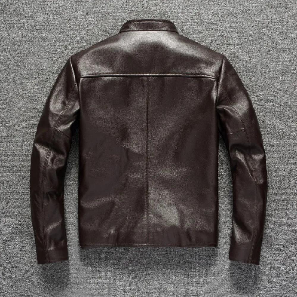 Chinesische Größe Schwarz Braun Casual Herren Jacken Echt Rindsleder Echtes Leder Jacke Männer Mäntel Herbst Chamarras De Cuero Para Hombre