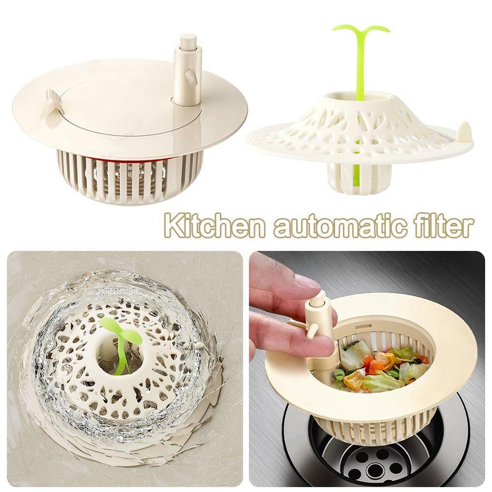 Anti-blocking Basket Sink Drain Strainer Press Automatic Dumping Basket  for Kitchen Sink