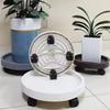 Flower Pot Tray Wheels Round Shape Removable Rotating Wheels Plant Stand for Balcony White