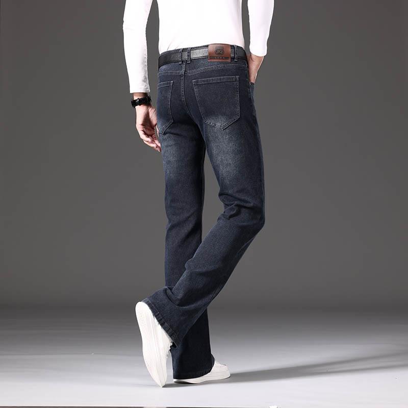 Men's Flared Jeans High Waist Loose Stretch Thickened Flared Denim Wide Leg Pants